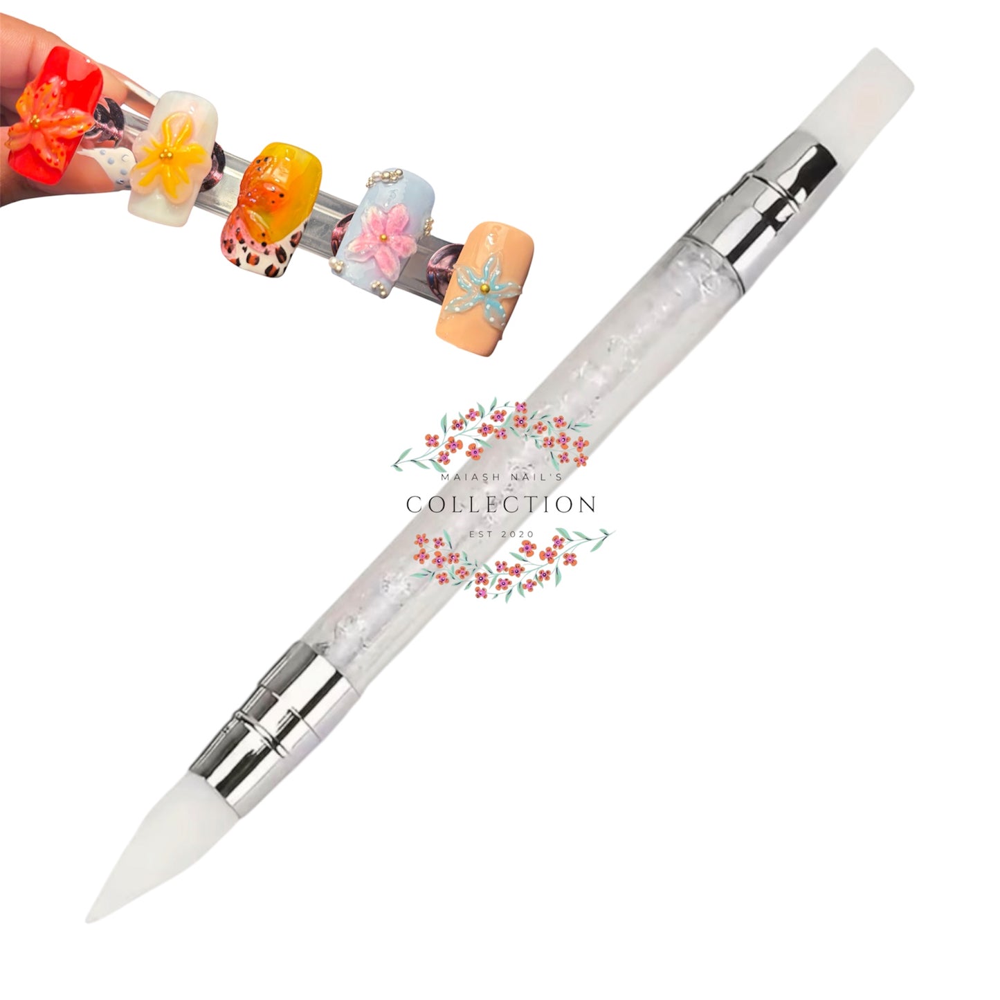 Puntero de Silicona Doble para Nail Art y Gel 3D.
Herramienta práctica de doble punta ideal para trabajar detalles y diseños en uñas. Sus puntas de silicona permiten moldear, acomodar y dar forma al producto con mayor precisión.