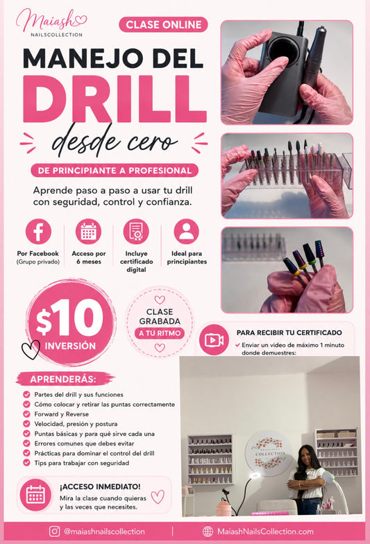 Clase de Manejo del Drill | Acceso 6 Meses | Aprenderás utilizar el drill de forma correcta, Sus partes y funciones, * Forward y Reverse. Velocidad y control, puntas básicas y colores entre otros. Plataforma para la clase facebook