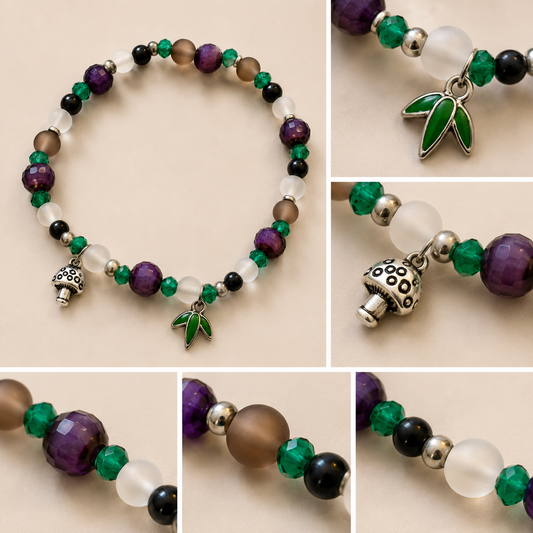 Pulsera Elástica | charms : flor y hongo