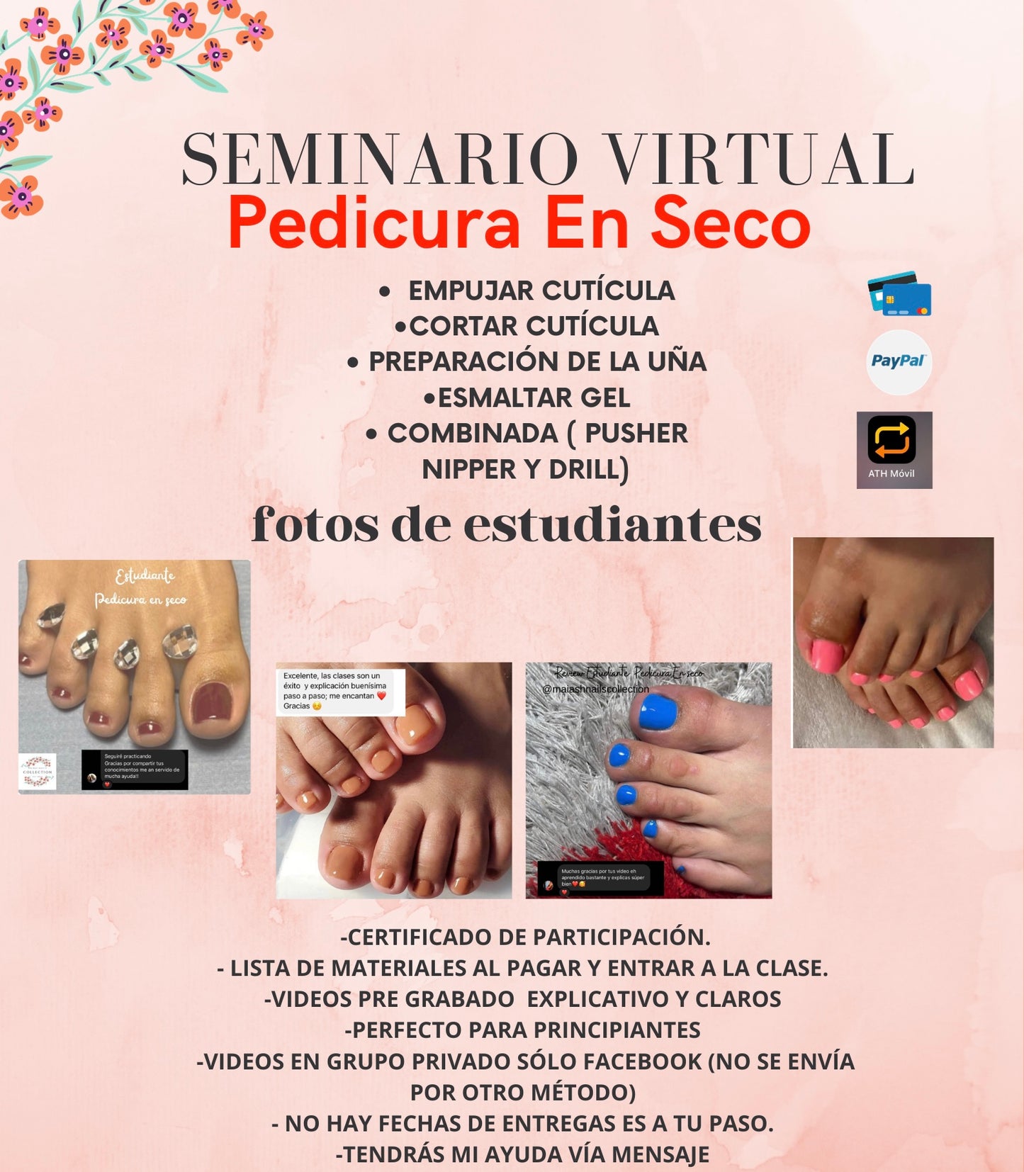 Seminario Virtual Pedicura en Seco PLATAFORMA PARA VER LA CLASE SOLO FACEBOOK