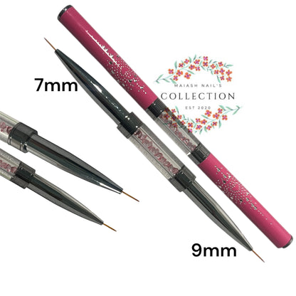Pincel Fino Doble, tamaños 7mm y 9mm. Perfecto para diseños, nivelación, esmaltado en laterales y área cutícula.