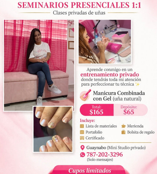 SEMINARIO PRESENCIAL TU SOLO CONMIGO PASO A PASO 🫶🏼🥰Depósito Seminario Presencial – Manicura Combinada con Gel (depósito $65 se le resta al total de $165) el día de la cita debe pagar el restante / UBICACIÓN GUAYNABO PUEBLO