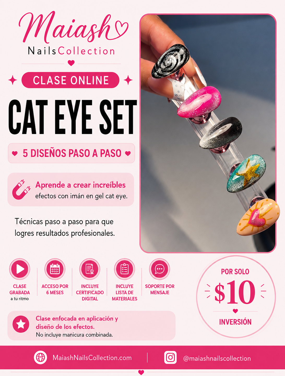 Clase Online Diseños & Efecto Cat Eyes  ✨ | Acceso 6 Meses | Plataforma para la clase facebook