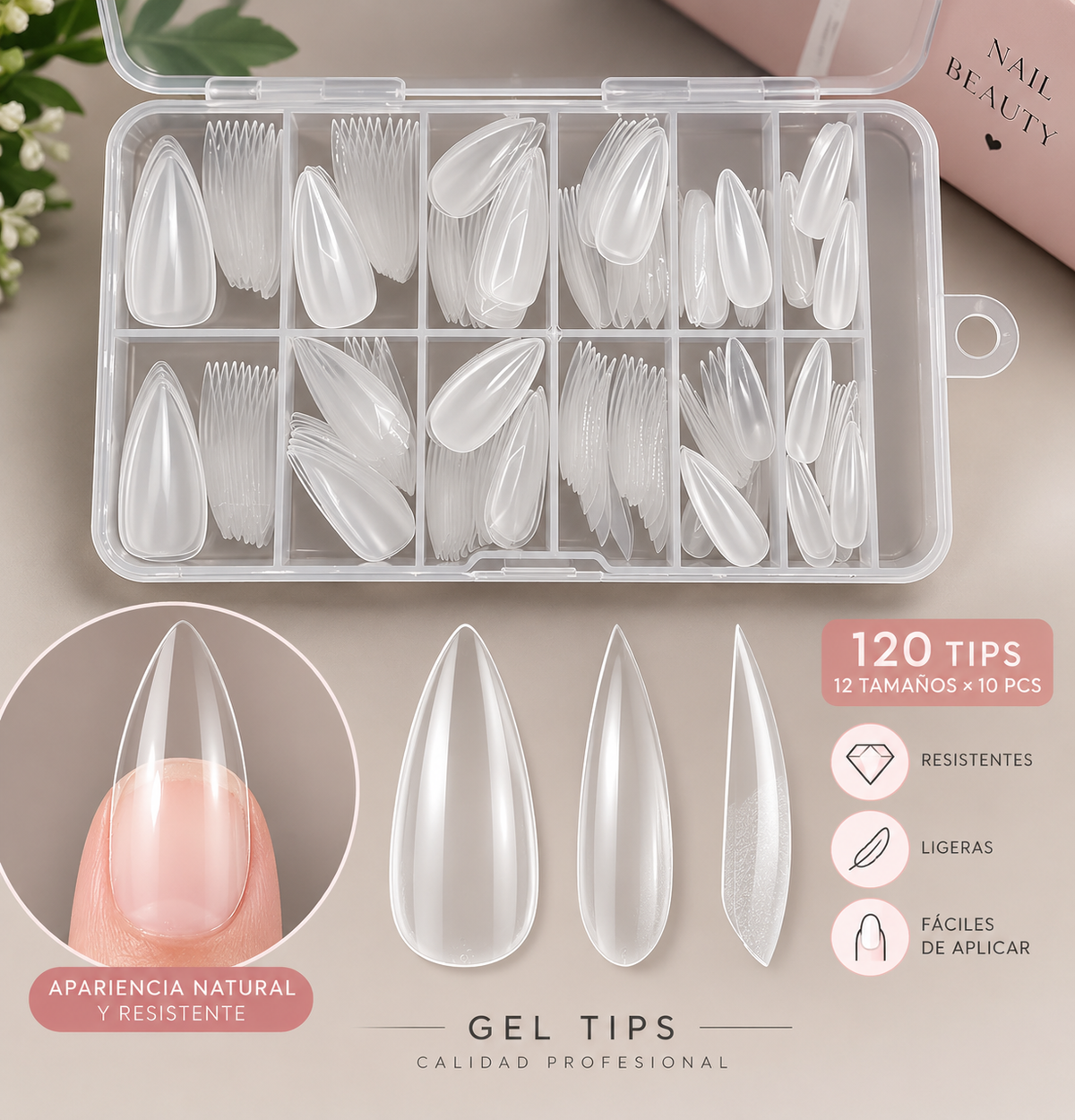Gel tips - Stilleto (240 piezas )
