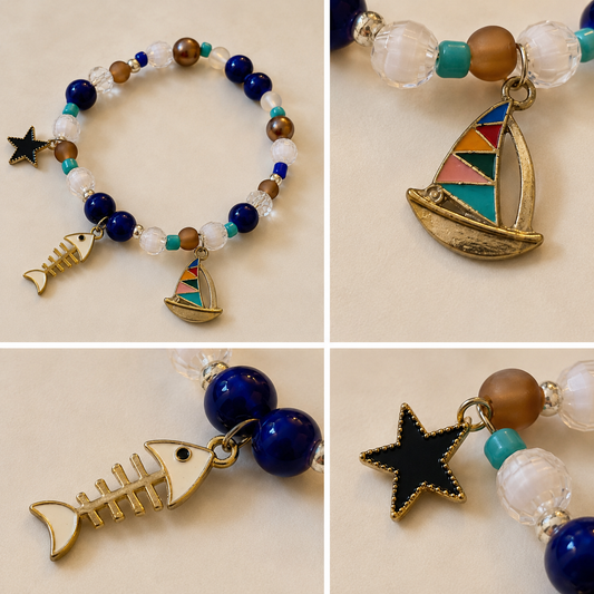 Pulsera Elástica | charms : pez, velero y estrella