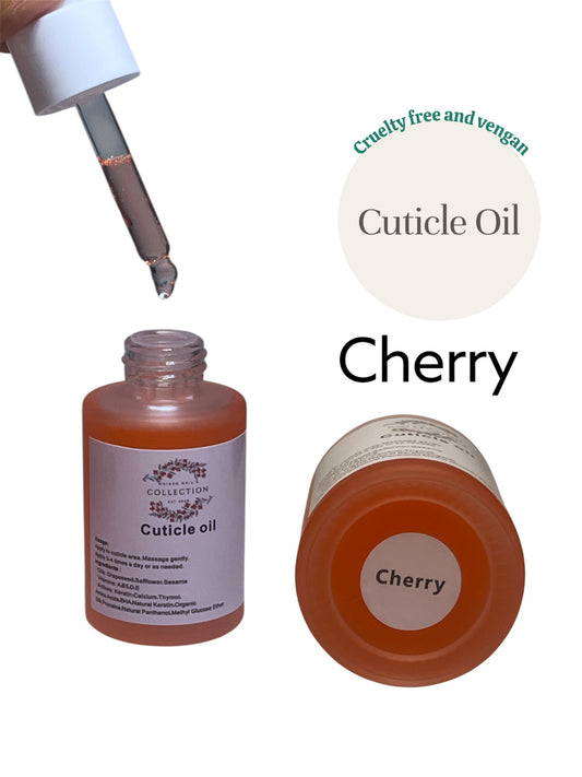 Aceite para cutícula - olor (CHERRY)         
Aplicar en el área de la cutícula. Masajear suavemente.
Usar 1-3 veces al día o según sea necesario. Absorbe rápido tiene vitaminas  y es artesanal, natural y vegano. Tamaño 30G