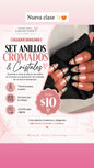 CLASES ONLINE / SET ANILLOS CROMADOS & CRISTALES, Técnica paso a paso ⏳ Acceso hasta 6 meses  .
🎓 Certificado digital al completar la clase.