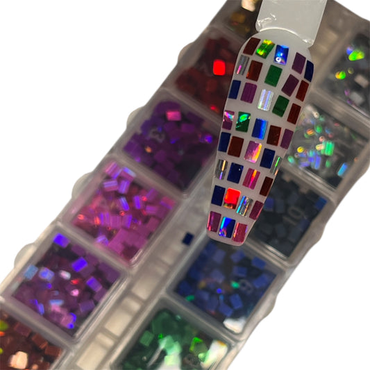 Glitter 12 colores  de Lentejuelas Holográficas para Arte de Uñas, Decoración de Uñas