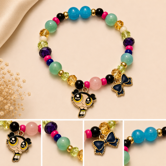 Pulsera Elástica | charms : power puff y lazo
