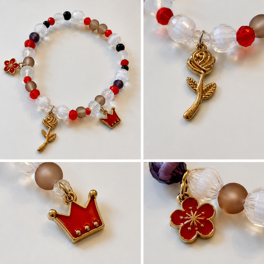 Pulsera Elástica | charms : flores y corona