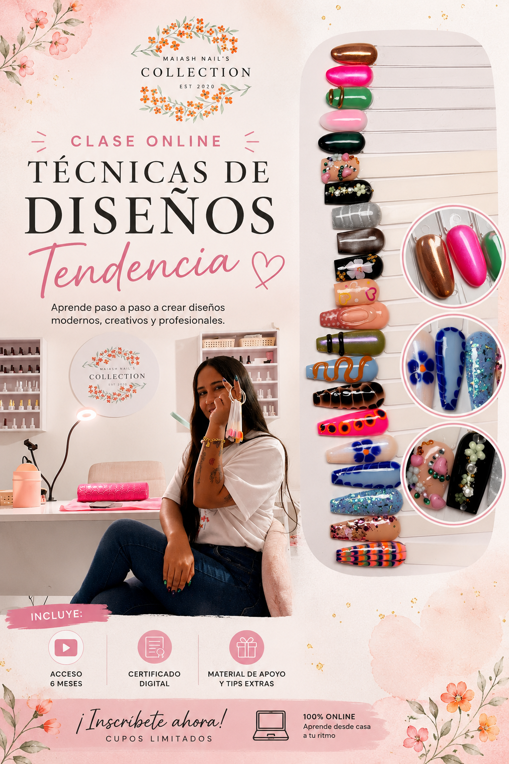 CLASES ONLINE / Técnicas Diseños Tendencias. ⏳ Acceso por 6 meses.
🎓 Certificado digital al completar la clase. Plataforma para ver la clase facebook.