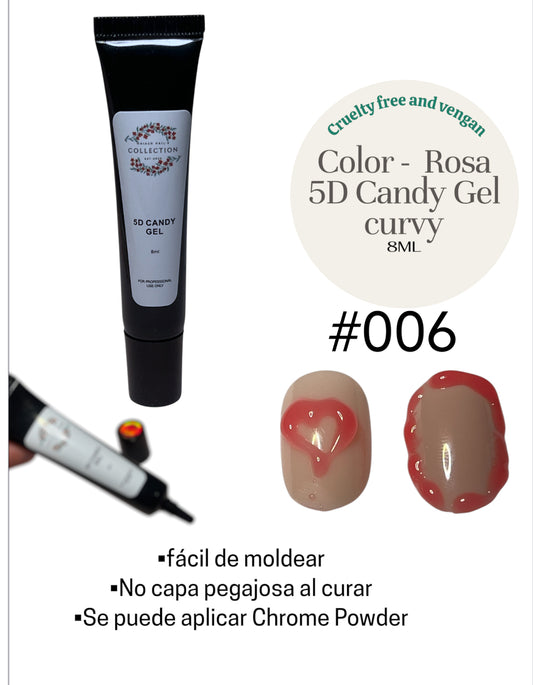 Candy Gel Curvy #006 Color ROSA              •fácil de moldear
•No capa pegajosa al curar 
•Se puede aplicar Chrome Powder