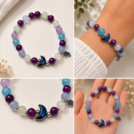 Pulsera Elástica | charms : Luna y pies