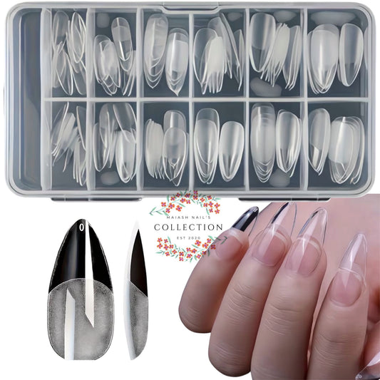 Gel Tips Almendra Largas, Resistente & cobertura con porosidad (12 tamaños diferentes) caja trae  120 Tips
