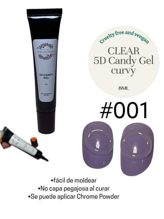 Candy Gel Curvy #001 Clear               •fácil de moldear
•No capa pegajosa al curar 
•Se puede aplicar Chrome Powder