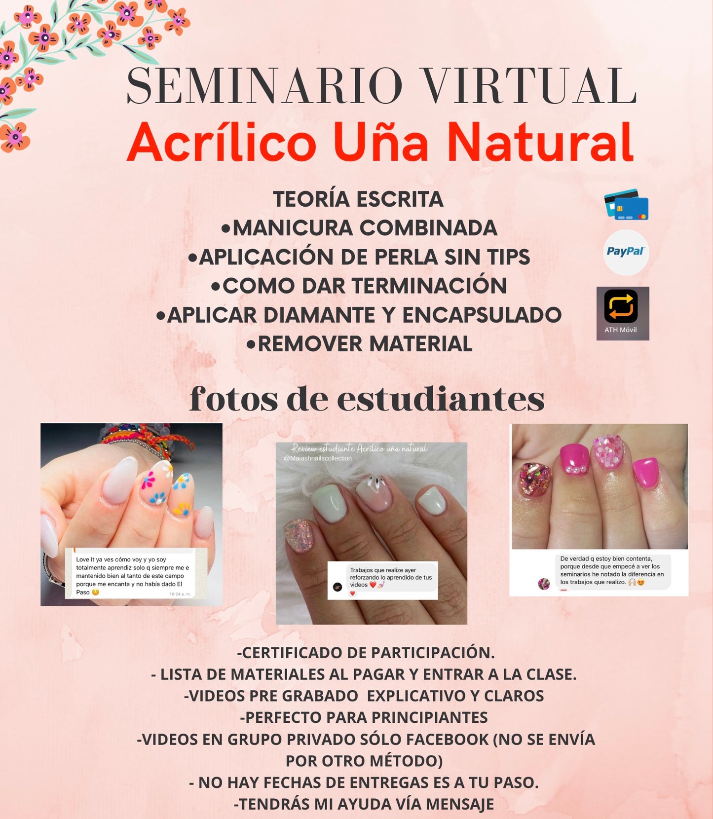 Seminario Virtual APRENDE Acrílico en uña Natural