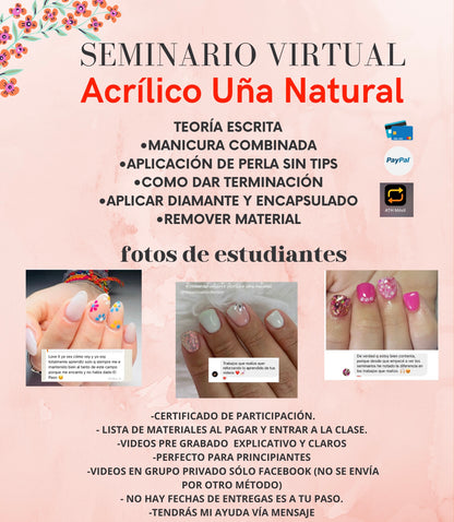Seminario Virtual APRENDE Acrílico en uña Natural