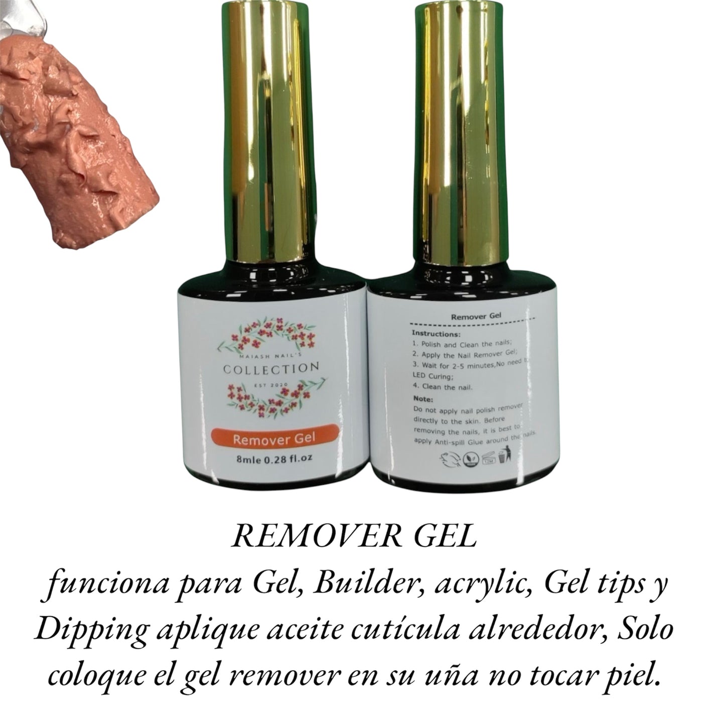 GEL REMOVER 🚨 también funciona para Gel, Poly gel, acrylic, Gel tips & Dipping aplique aceite cutícula alrededor, Solo coloque el gel remover en su uña no tocar piel)
