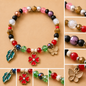 Pulsera Elástica | charms : hoja, flor y mariposa